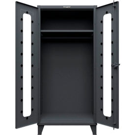Clearview Uniform Cabinet with Hanger Rod, 36"W x 24"D x 78"H, Dark Gray