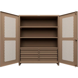 Extra Heavy Duty 14 GA Ventilated Hex Cabinet, 60"W x 24"D x 75"H, Beige
