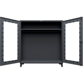 Clearview Uniform Cabinet with Hanger Rod, 72"W x 24"D x 78"H, Dark Gray