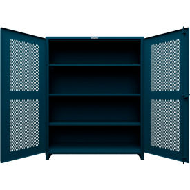 Strong Hold® Ventilated (Diamond) Cabinet w/ 6 Half-Width Drawers, 60"W x 24"D x 75"H, Blue