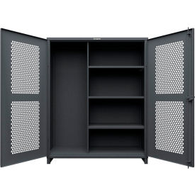 HD Stationary Ventilated Cabinet w/5 Compartments, 60"W x 24"D x 75"H, Dark Gray