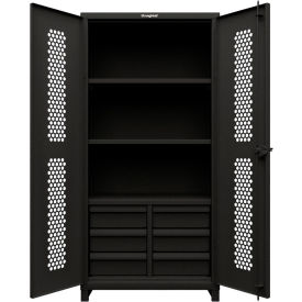 HD Stationary Ventilated Cabinet w/3 Shelves & 6 Drawers, 36"W x 24"D x 75"H
