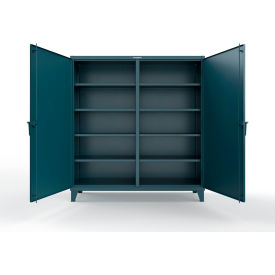 Double Shift Storage Cabinet with 8 Shelves, 12 GA, 72" W x 24" D x 66" H, Blue