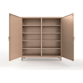 Double Shift Storage Cabinet with 8 Shelves, 12 GA, 72" W x 24" D x 66" H, Beige