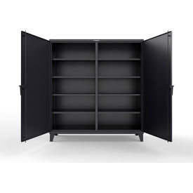 Double Shift Storage Cabinet with 8 Shelves, 12 GA, 72" W x 24" D x 66" H, Black