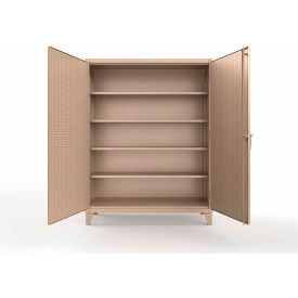 Extreme Duty Cabinet with Pegboard Doors, 4 Shelves, 60"W x 24"D x 78"H, Beige