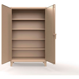 Extreme Duty Cabinet with Pegboard Doors & 4 Shelves, 48"W x 24"D x 78"H, Beige