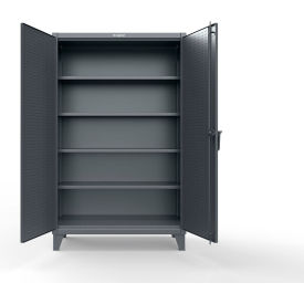 Strong Hold Extreme Duty Cabinet w/Pegboard Doors & 4 Shelves, 48"W x 24"D x 78"H, Dark Gray