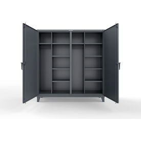 Double Shift Uniform Cabinet with 10 Shelves, 72" W x 24" D x 78" H, Dark Gray