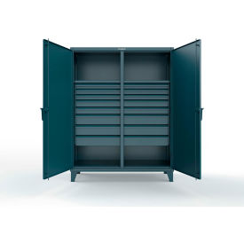 Double Shift Storage Cabinet, 12 Gauge, 60"W x 24"D x 78"H, Blue