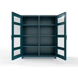 Double Shift Clear View Cabinet, 14 GA, 60" W x 24" D x 75" H, Blue