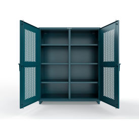 Double Shift Ventilated Hex Cabinet, 14 GA, 60" W x 24" D x 75" H, Blue