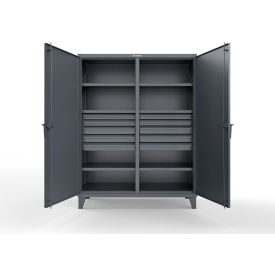 Double Shift Storage Cabinet with 10 Drawers, 60" W x 24" D x 78" H, Dark Gray