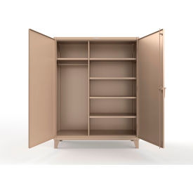 Strong Hold Extra Heavy Duty Uniform Cabinet w/5 Shelves, 60"W x 24"D x 78"H, Beige