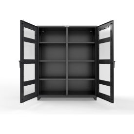 Double Shift Clear View Cabinet, 14 GA, 60" W x 24" D x 75" H, Black