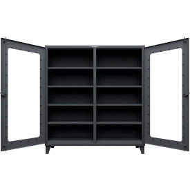 Clear View Double Shift Cabinet, 12 GA, 72" W x 24" D x 78" H, Dark Gray