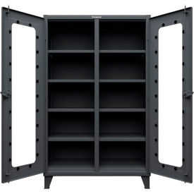 Clear View Double Shift Cabinet, 12 Gauge, 48"W x 24"D x 78"H, Dark Gray