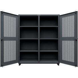 Double Shift Ventilated Diamond Cabinet, 14 GA, 60" W x 24" D x 75" H, Dark Gray