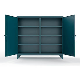 Double Shift Storage Cabinet with 6 Shelves, 12 GA, 72" W x 24" D x 66" H, Blue