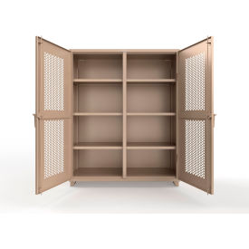 Double Shift Ventilated Hex Cabinet, 14 GA, 60" W x 24" D x 75" H, Beige