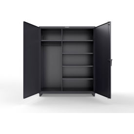 Extra Heavy Duty Uniform Cabinet w/5 Shelves, 60"W x 24"D x 75"H, Black