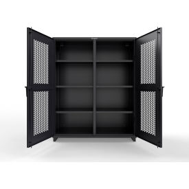 Double Shift Ventilated Hex Cabinet, 14 GA, 60" W x 24" D x 75" H, Black