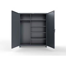 Extra Heavy Duty Uniform Cabinet w/5 Shelves, 60"W x 24"D x 75"H, Dark Gray