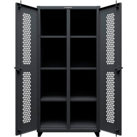 Double Shift Storage Cabinet, 14 Gauge, 36"W x 24"D x 75"H, Dark Gray