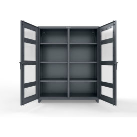 Double Shift Clear View Cabinet, 14 GA, 60" W x 24" D x 75" H, Dark Gray