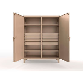 Double Shift Storage Cabinet with 8 Drawers, 12 GA, 60" W x 24" D x 78" H, Beige