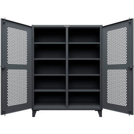 Ventilated Hex Double Shift Cabinet, 60" W x 24" D x 78" H, Dark Gray