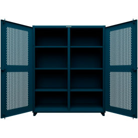 Double Shift Ventilated Diamond Cabinet, 14 GA, 60" W x 24" D x 75" H, Blue