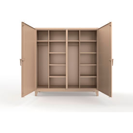 Double Shift Uniform Cabinet with 10 Shelves, 12 GA, 72" W x 24" D x 78" H, Beige