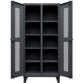 Ventilated Hex Double Shift Cabinet, 12 Gauge, 36"W x 24"D x 78"H, Dark Gray