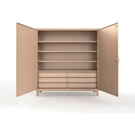 Extreme Duty Storage Cabinet w/ 6 Drawers, 4 Shelves, 72"W x 24"D x 78"H, Beige