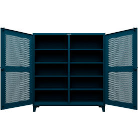 Ventilated Hex Double Shift Cabinet, 12 GA, 72" W x 24" D x 78" H, Blue
