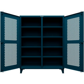 Ventilated Hex Double Shift Cabinet, 12 GA, 60" W x 24" D x 78" H, Blue