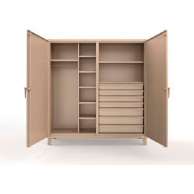Double Shift Uniform Cabinet 7 Drawers, 12 GA, 72" W x 24" D x 78" H, Beige