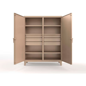 Double Shift Storage Cabinet with 6 Drawers, 12 GA, 60" W x 24" D x 78" H, Beige