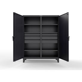 Double Shift Storage Cabinet with 6 Drawers, 12 GA, 60" W x 24" D x 78" H, Black