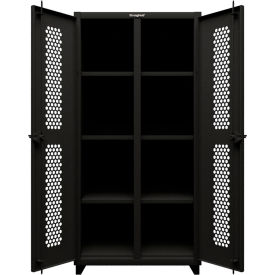 Double Shift Storage Cabinet, 14 Gauge, 36"W x 24"D x 75"H, Black