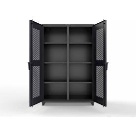 Double Shift Storage Cabinet, 14 Gauge, 48"W x 24"D x 75"H, Black