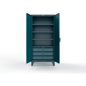Extreme Duty Cabinet w/6 Half-Width Drawers, 4 Shelves, 36"W x 24"D x 78"H, Blue