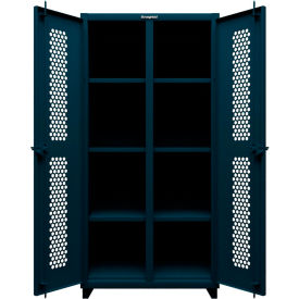 Double Shift Storage Cabinet, 14 Gauge, 36"W x 24"D x 75"H, Blue
