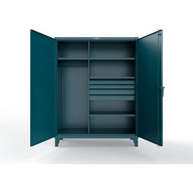 Extra Heavy Duty Uniform Cabinet w/4 Drawer, 3 Shelves, 60" W x 24" D x 78" H, Blue