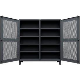 Ventilated Hex Double Shift Cabinet, 12 GA, 72" W x 24" D x 78" H, Dark Gray
