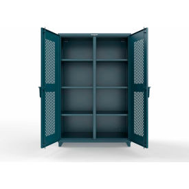 Double Shift Storage Cabinet, 14 Gauge, 48"W x 24"D x 75"H, Blue