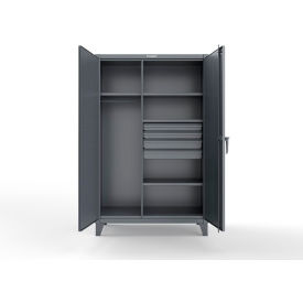 Extreme Duty Uniform Cabinet w/ Pegboard, 4 Shelves, 48"W x 24"D x 78"H, Dark Gray