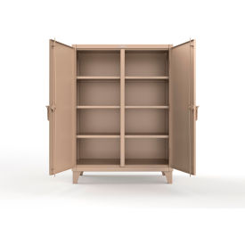 Double Shift Storage Cabinet, 12 Gauge, 36"W x 24"D x 66"H, Beige
