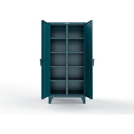Double Shift Storage Cabinet, 12 Gauge, 36"W x 24"D x 78"H, Blue